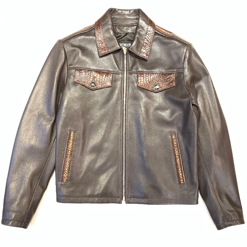 Kashani Men's Dark Brown Alligator/ Stingray/ Lambskin Bomber Jacket