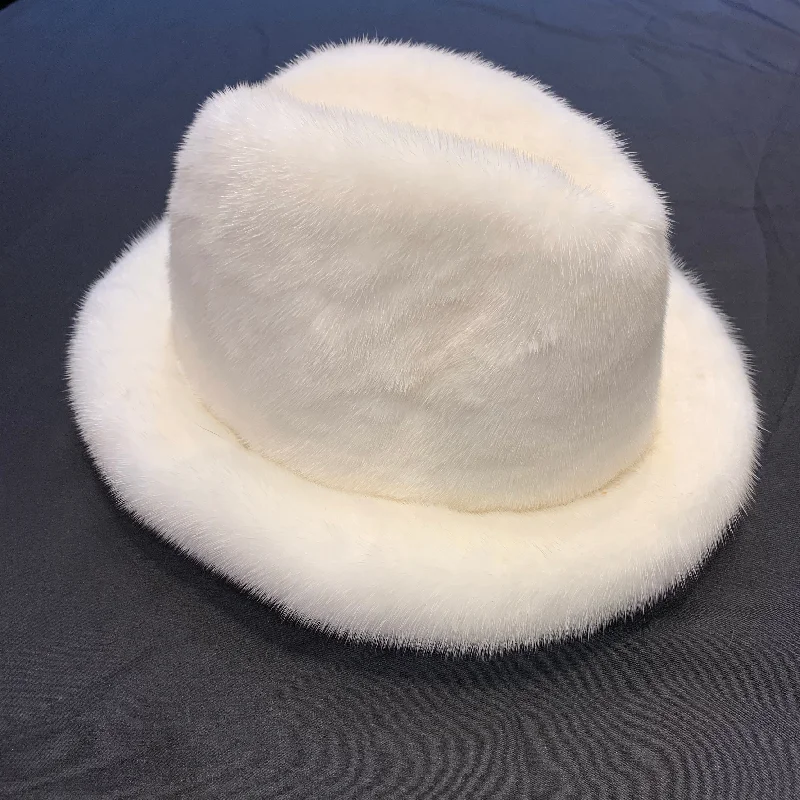 Kashani Men's White  Full Mink Fur Top Hat