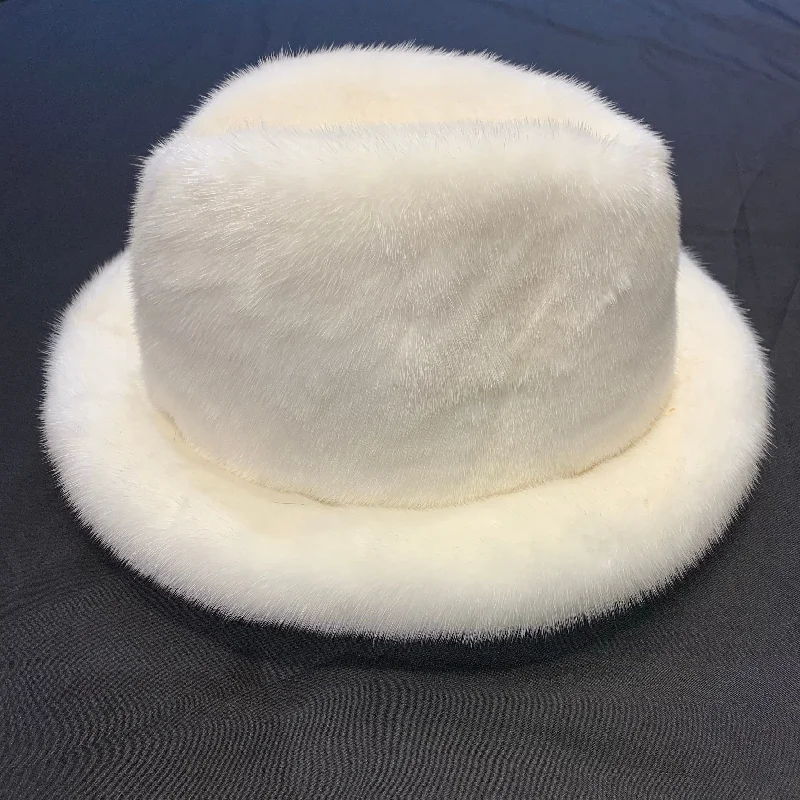 Kashani Men's White  Full Mink Fur Top Hat