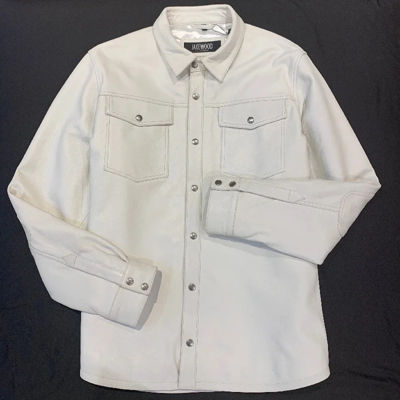 Kashani Men's White Lambskin Button-Up Shirt