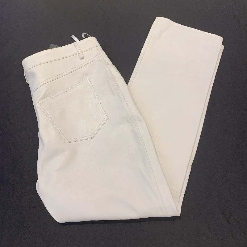 Kashani Men's White Lambskin Straight Cut Leather Pants