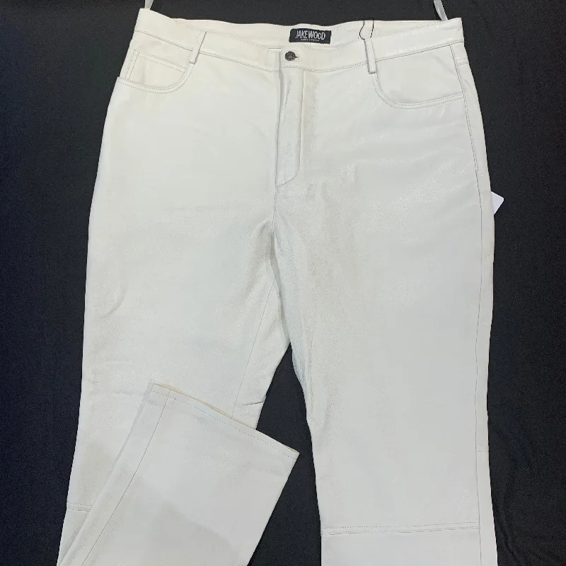 Kashani Men's White Lambskin Straight Cut Leather Pants