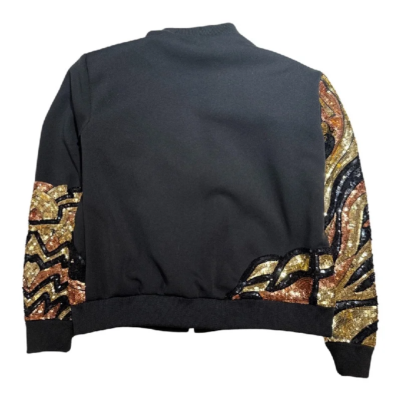 Kashani Hyper 3tone Gold Sequin Tiger Bomber Jacket