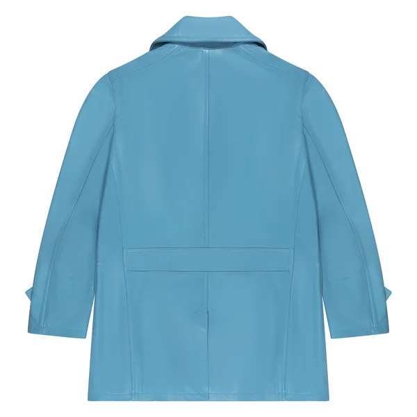 Kashani Powder Blue Double Breasted Lambskin 3/4 Trench Coat