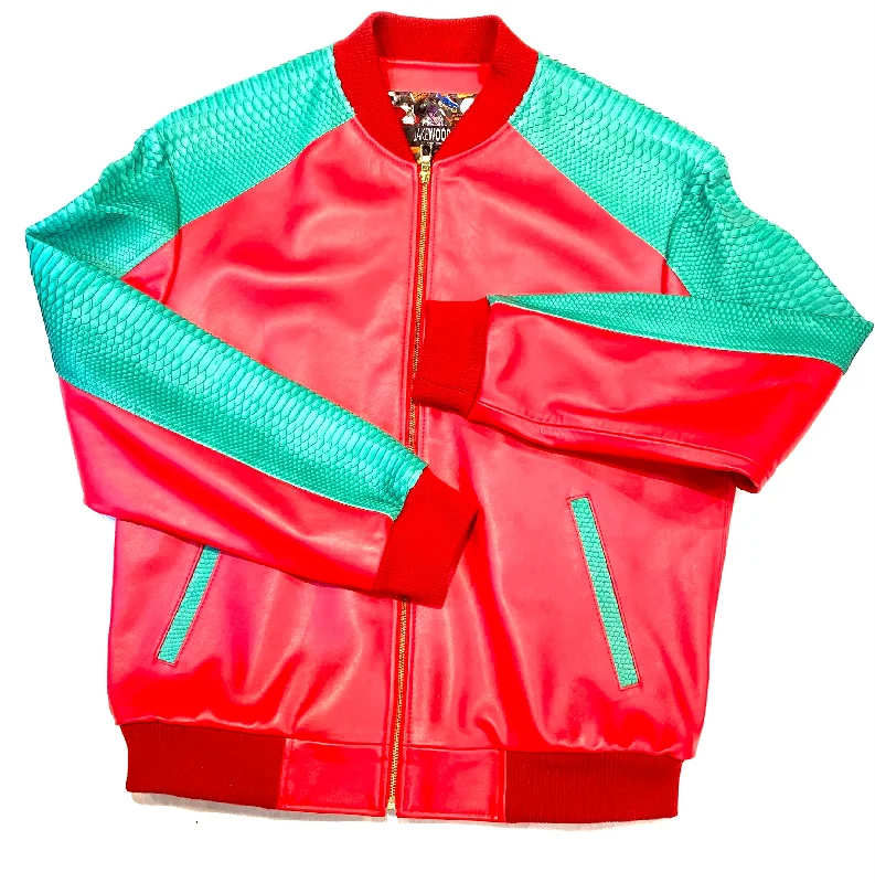 Kashani Python Red Green Bomber Jacket