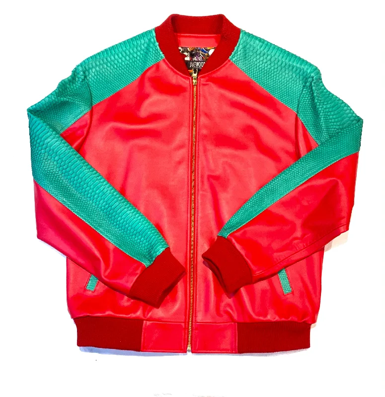 Kashani Python Red Green Bomber Jacket