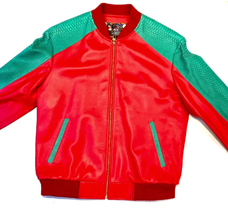 Kashani Python Red Green Bomber Jacket