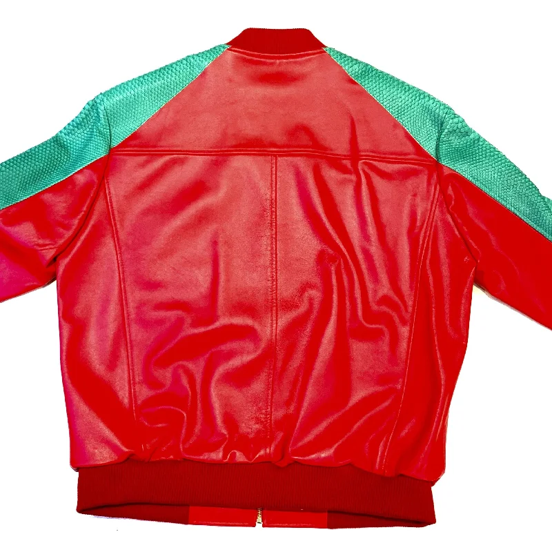 Kashani Python Red Green Bomber Jacket