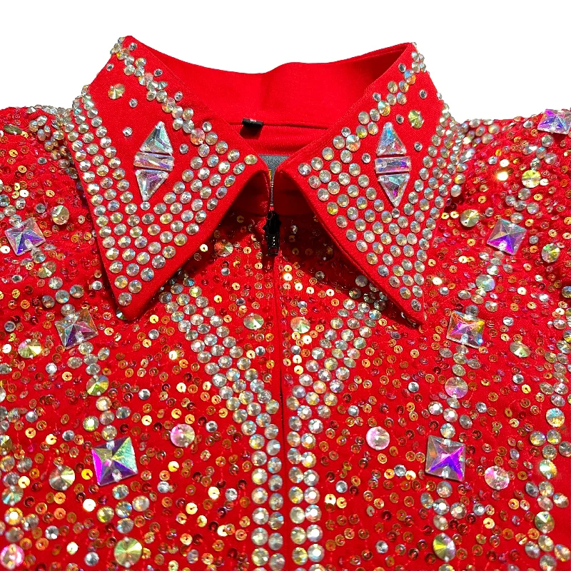 Kashani Red Crimson Silver Hyper Crystal Jacket