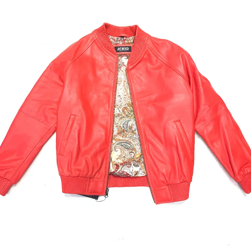 Kashani Red Naked Lambskin Bomber Jacket