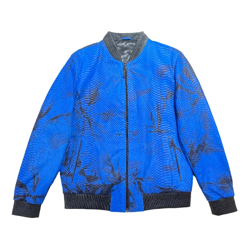 Kashani Royal Blue Laser Cut Python Bomber Jacket