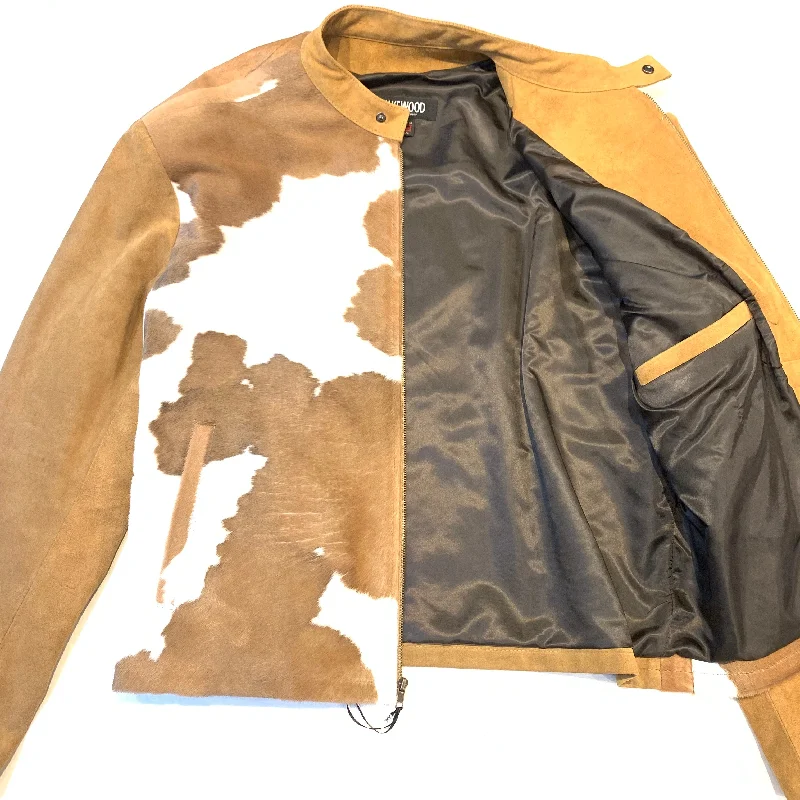 Kashani Tan Pony Hair Suede Bomber Jacket