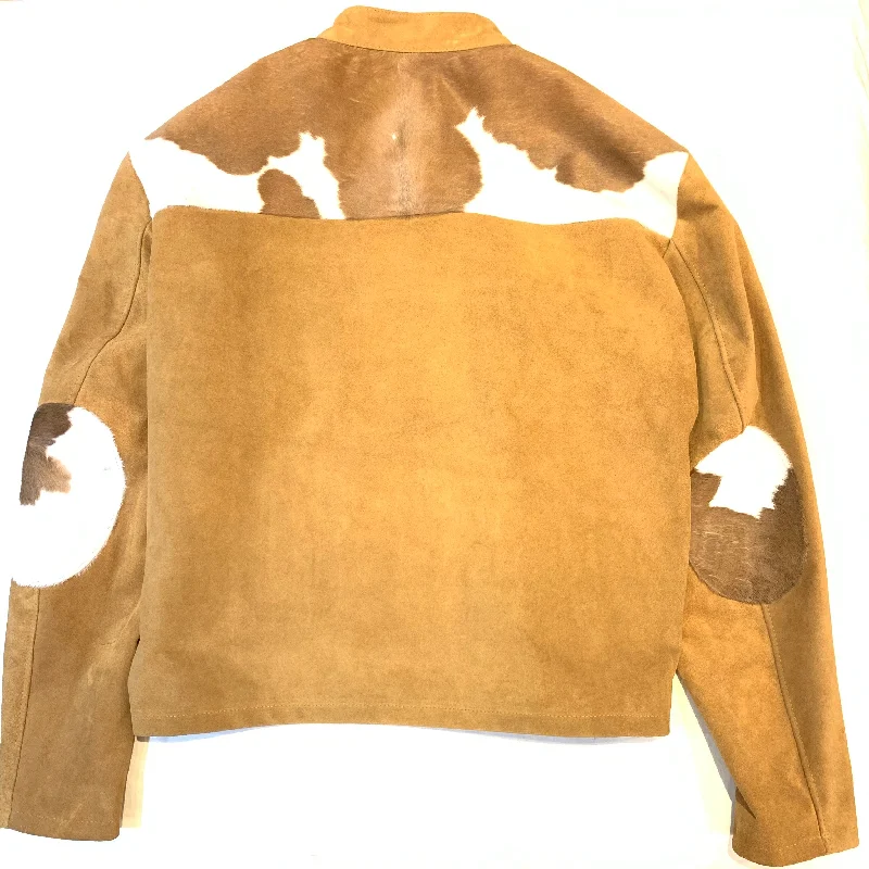 Kashani Tan Pony Hair Suede Bomber Jacket