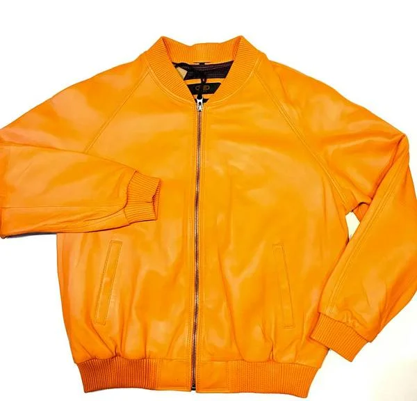 Kashani Tangerin Naked Lambskin Bomber Jacket