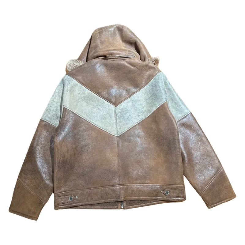 Kashani Two-Tone Brown Fox Hooded Shearling