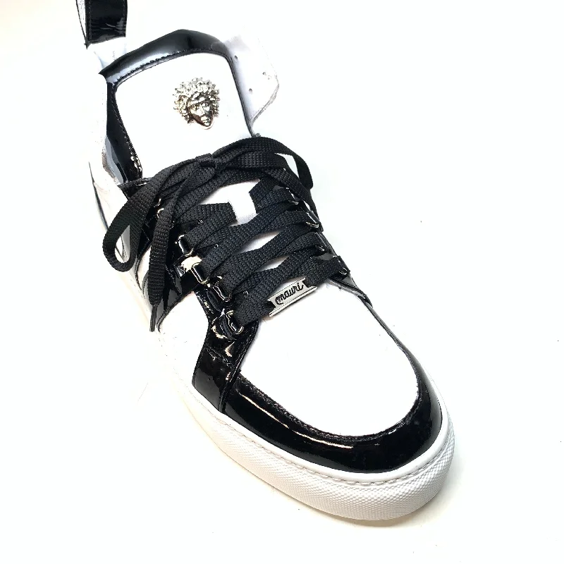 Mauri 8410 Black White Patent Alligator Sneakers