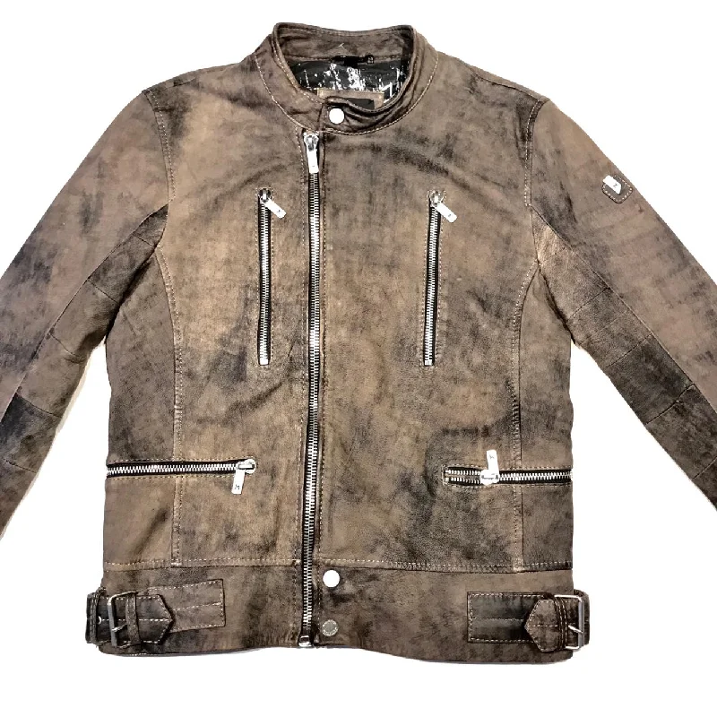 Mauritius Men's 'Tactical' Rustic Lambskin Biker Jacket