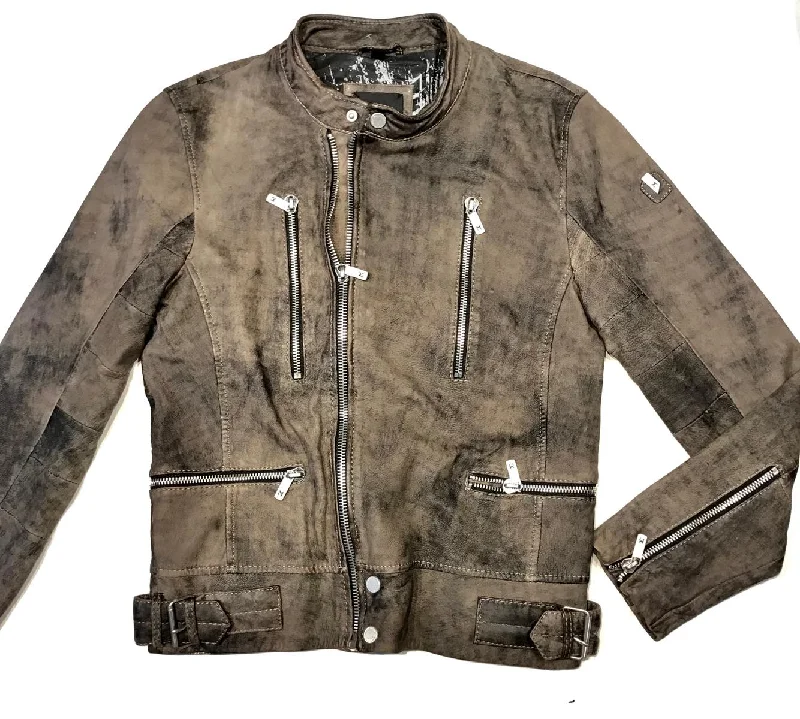 Mauritius Men's 'Tactical' Rustic Lambskin Biker Jacket