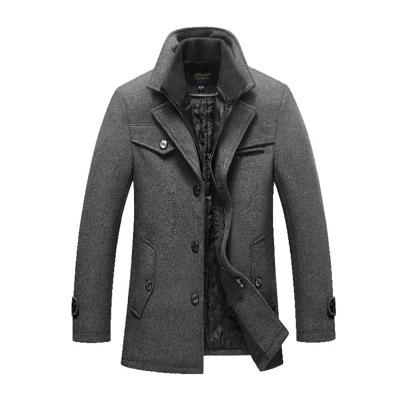 Men's Gentle Double Layered Wool Pea Coat