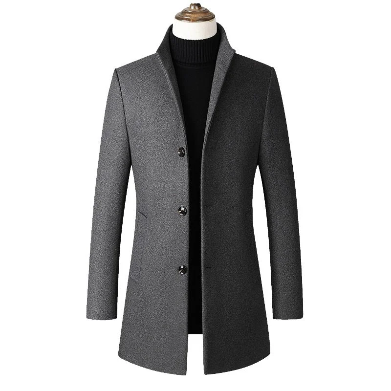 Men's Premium Thick Stand Collar Wool Coat