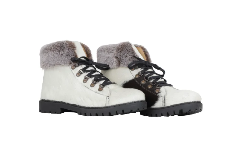 MYRA Women's Black White Cowhide Turbulent Boots