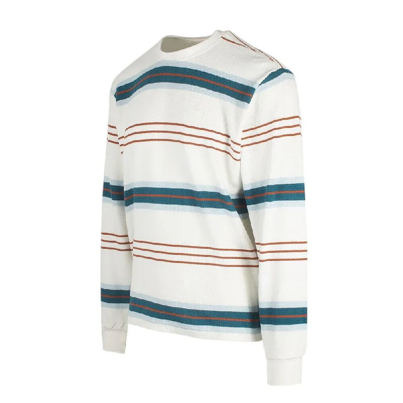 Obey Men's Cream Waffle Horizontal Striped Crew Neck L/S Sweater (S04A)