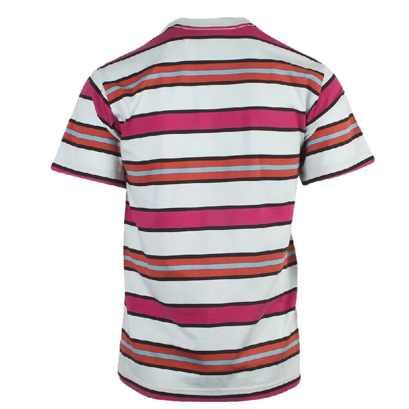 OBEY Men's Cucumber Hot Pink Orange Black Striped S/S T-Shirt