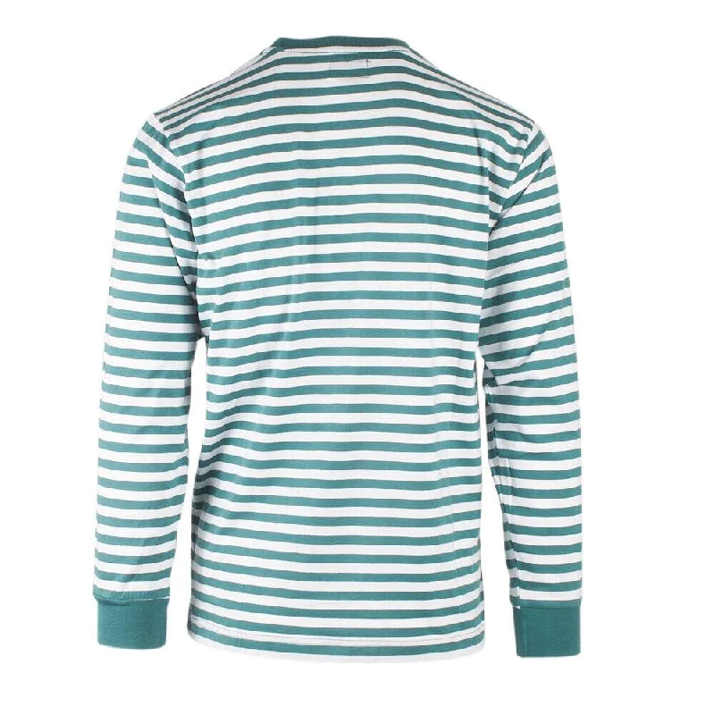 Obey Men's Green White 89 Icon II Striped Crew Neck L/S T-Shirt