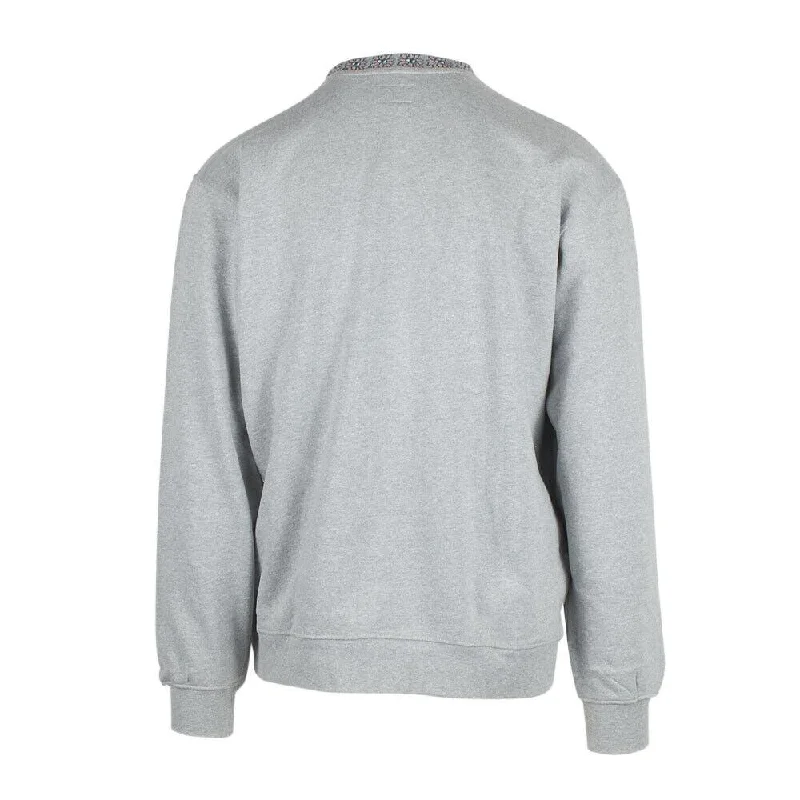 Obey Men's Heather Grey Floral Collar Crew Neck L/S Sweater (S02A)