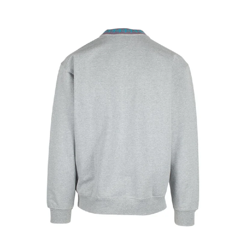 Obey Men's Heather Grey Purple Aqua Collar Crew Neck L/S Sweater (S01A)