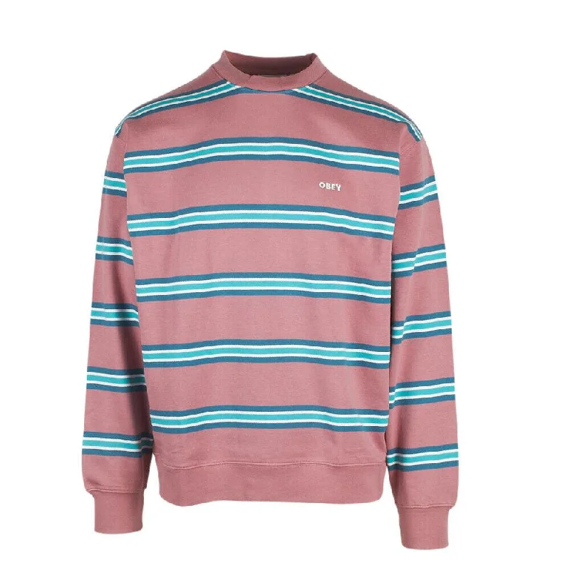 Obey Men's Mesa Rose Ideals Horizontal Striped Crew Neck L/S Sweater (S07)