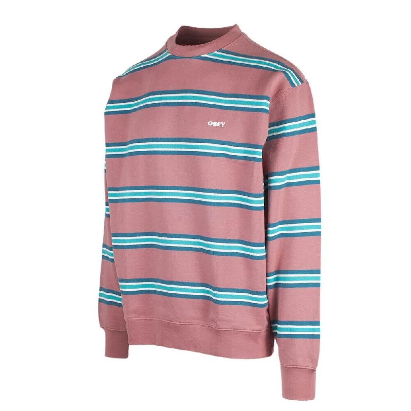 Obey Men's Mesa Rose Ideals Horizontal Striped Crew Neck L/S Sweater (S07)