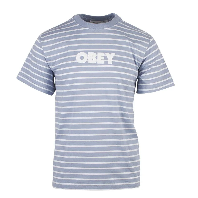 OBEY Men's Periwinkle White Stripe Bold Classic S/S T-Shirt