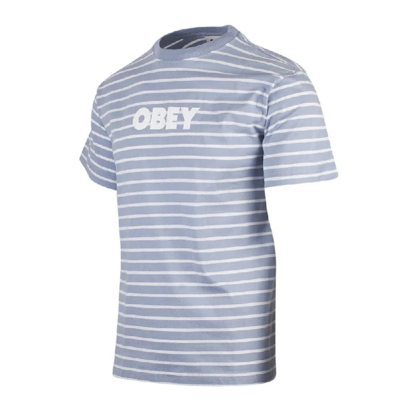 OBEY Men's Periwinkle White Stripe Bold Classic S/S T-Shirt