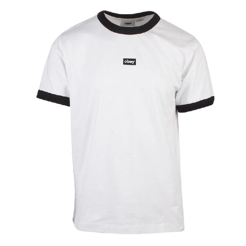 OBEY Men's White Black Bar S/S T-Shirt