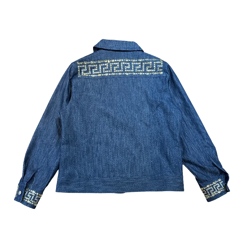 Prestige Denim Blue Greek Key Crystal Jacket