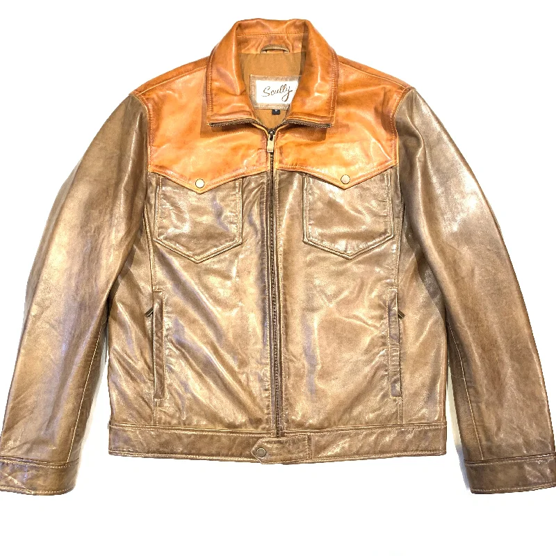 Scully Men's Cognac Brown Leather Western Jacket