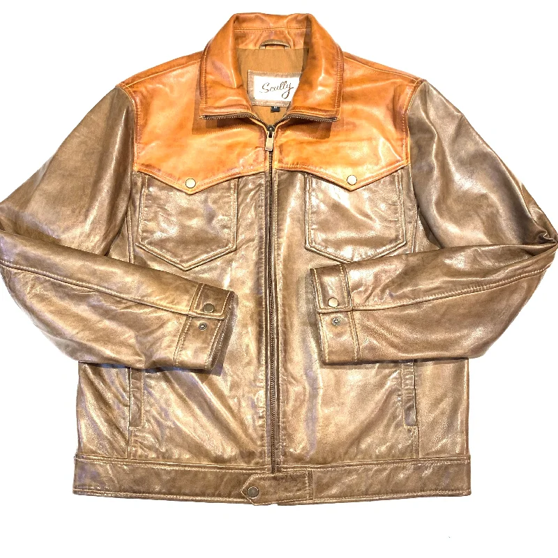 Scully Men's Cognac Brown Leather Western Jacket