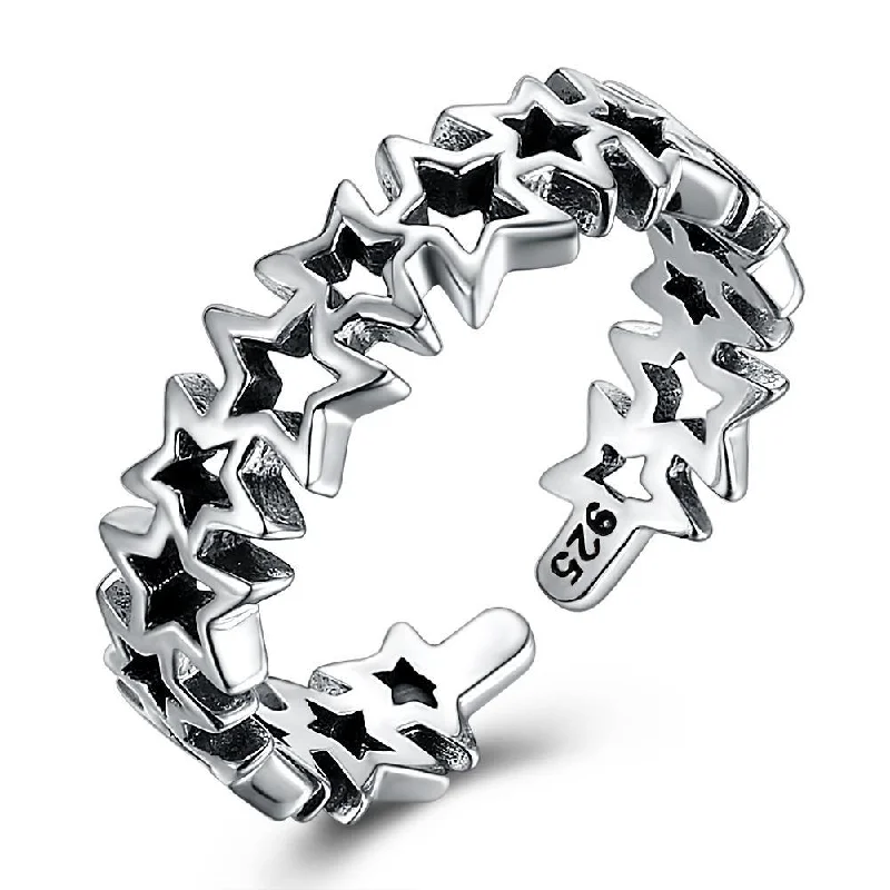 Sterling Silver Star Full of Stars Adjustable Ring