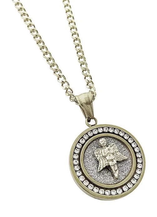 Swarovski Elements My Angel Circular Pendant Necklace in 14K Gold Plating - Two Options Available