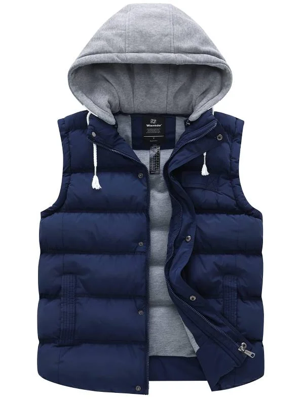 Women's Quilted Puffer Vest Padding With Removable Hooded