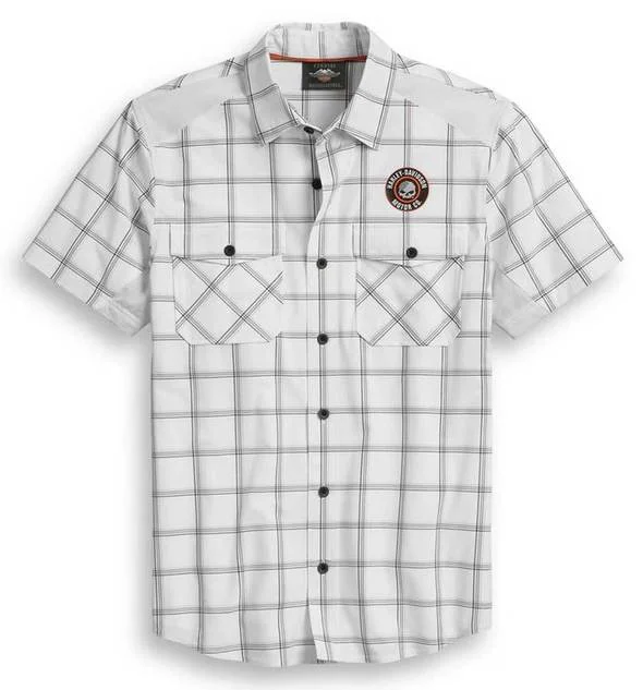 Harley-Davidson® Men's Performance Stretch Mesh Fast Dry Plaid Shirt - 96374-20VM