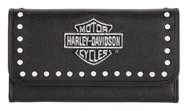 Harley-Davidson Women's Embroidery Studded Traditional Leather Wallet - HDWWA11462