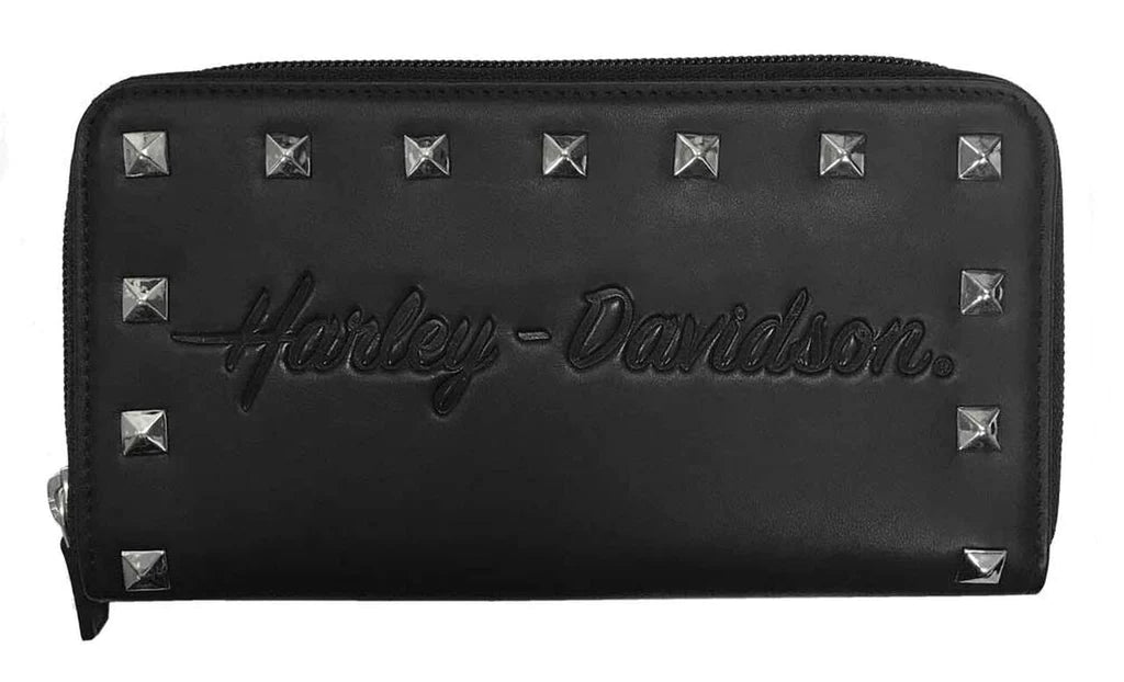 HD Women's Misrule Studded Zip Around Leather Wallet - HDWWA117