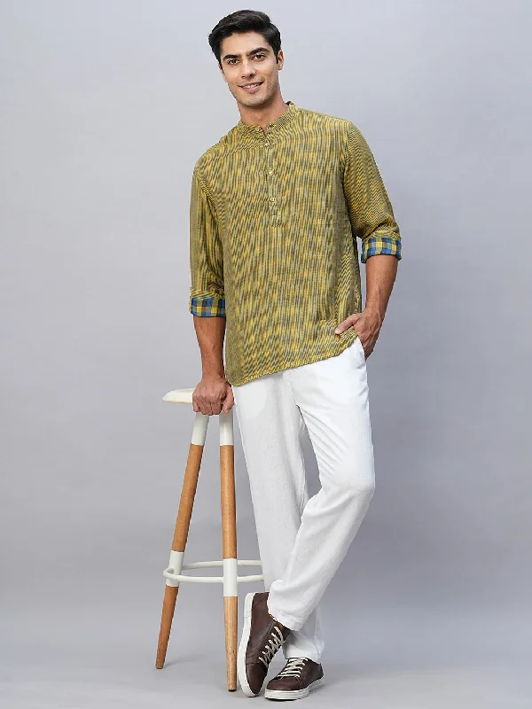 Men's Yellow Cotton Regular Fit Shirt