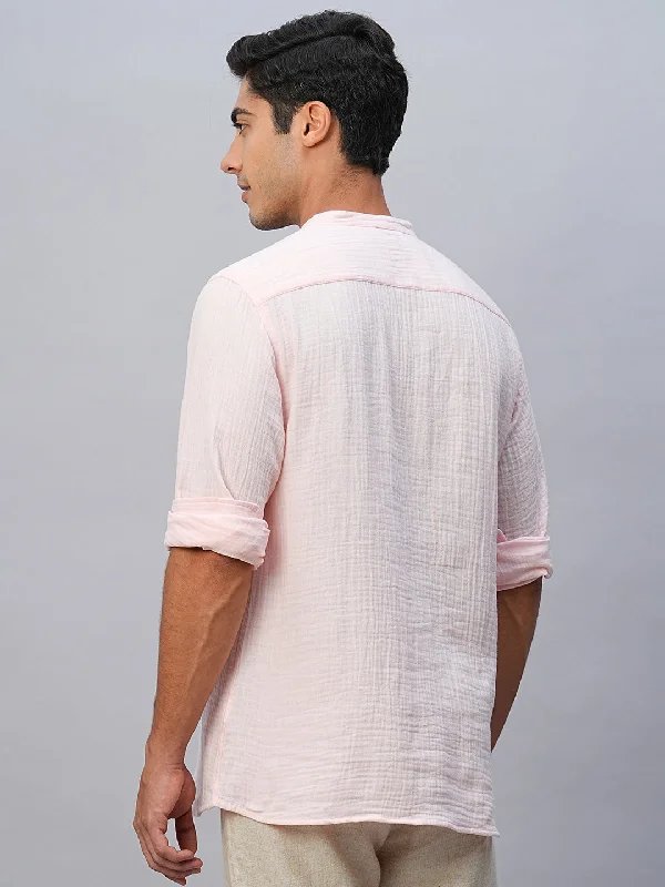 Men's Pink Cotton Regular Fit Shirt