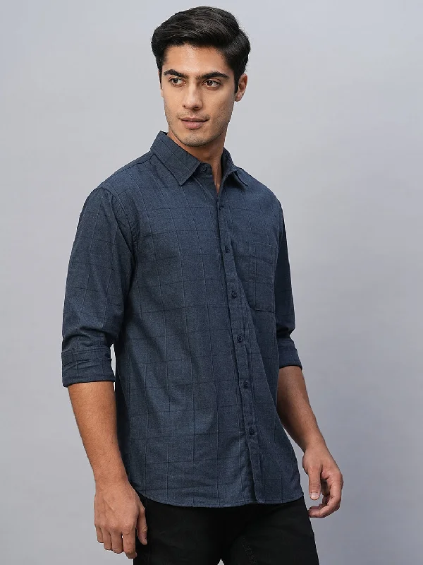 Men's Navy Cotton Regular Fit Shirt