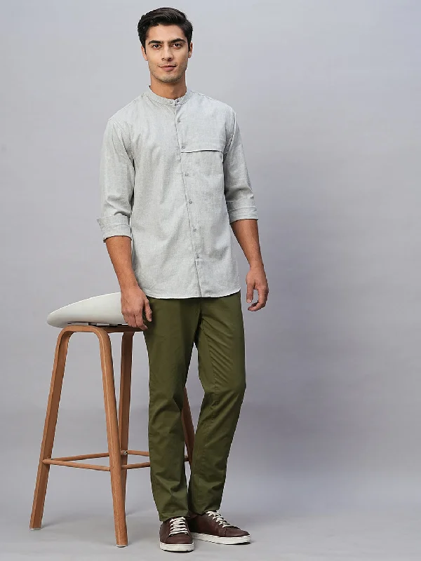 Men's Grey Cotton Regular Fit Shirt