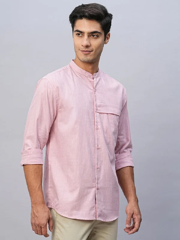 Men's Pink Cotton Regular Fit Shirt