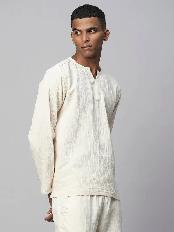 Men's Offwhite Cotton Regular Fit Kurta Shirt